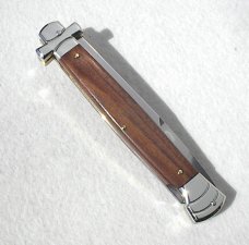 NOS A.G.A. CAMPOLIN 11" MALTESE SANTOS MAHOGANY WOOD STILETTO NICKEL SILVER BOLSTERS - LEATHER POUCH