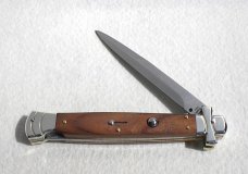 NOS A.G.A. CAMPOLIN 11" MALTESE SANTOS MAHOGANY WOOD STILETTO NICKEL SILVER BOLSTERS - LEATHER POUCH