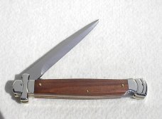 NOS A.G.A. CAMPOLIN 11" MALTESE SANTOS MAHOGANY WOOD STILETTO NICKEL SILVER BOLSTERS - LEATHER POUCH