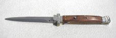 NOS A.G.A. CAMPOLIN 11" MALTESE SANTOS MAHOGANY WOOD STILETTO NICKEL SILVER BOLSTERS - LEATHER POUCH