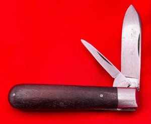 Vintage MILLER BROS CUT CO MERIDEN 2-Blade Barehead Jack Folding Pocket Knife c.1863-1926 Ebony