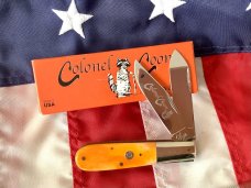 Colonel Coon (by Queen) Barlow Pocket Knife w Bone Handles & +Orig Box -Low Production Run