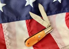 Colonel Coon (by Queen) Barlow Pocket Knife w Bone Handles & +Orig Box -Low Production Run