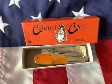 Colonel Coon (by Queen) Barlow Pocket Knife w Bone Handles & +Orig Box -Low Production Run