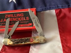 Vintage J A Henckels 3 Blade Whittler (HK-7-S) Pocket Knife w/ Great Stag Handles! -NOS Vintage J A Henckels 3 Blade Whittler (HK-7-S) Pocket Knife w/ Great Stag Handles! -NOS