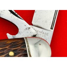Vintage SCHRADE CUT CO WALDEN 4-Blade Unofficial Scout Folding Pocket Knife 1917-1946 Peachseed Bone Vintage SCHRADE CUT CO WALDEN 4-Blade Unofficial Scout Folding Pocket Knife 1917-1946 Peachseed Bone