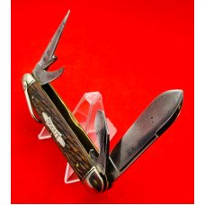 Vintage SCHRADE CUT CO WALDEN 4-Blade Unofficial Scout Folding Pocket Knife 1917-1946 Peachseed Bone Vintage SCHRADE CUT CO WALDEN 4-Blade Unofficial Scout Folding Pocket Knife 1917-1946 Peachseed Bone