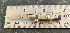 Miniature Switchblade Knife, Made In Italy, Vertical INOX, Older Style, Imitation Mother Of Pearl 