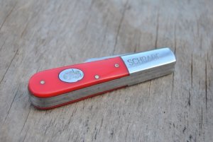 Schrade Tractor Up Barlow 2 Blade Red Fiber Handles 3 5/16" Closed Mint Steel Bolsters And Pins