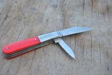 Schrade Tractor Up Barlow 2 Blade Red Fiber Handles 3 5/16" Closed Mint Steel Bolsters And Pins
