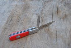 Schrade Tractor Up Barlow 2 Blade Red Fiber Handles 3 5/16" Closed Mint Steel Bolsters And Pins