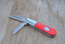 Schrade Tractor Up Barlow 2 Blade Red Fiber Handles 3 5/16" Closed Mint Steel Bolsters And Pins