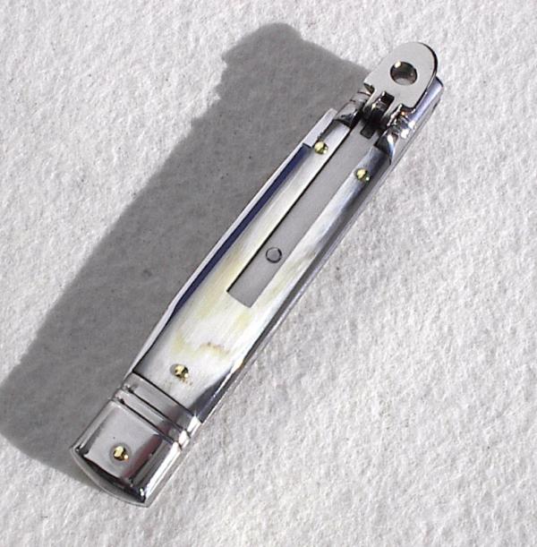 NOS AKC 8" SLIM LEVER LOCK SWEDGE BLADE, GENUINE BRAZILIAN HORN - MANIAGO ITALY