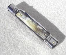 NOS AKC 8" SLIM LEVER LOCK SWEDGE BLADE, GENUINE BRAZILIAN HORN - MANIAGO ITALY