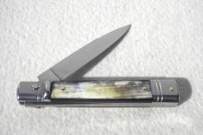 NOS AKC 8" SLIM LEVER LOCK SWEDGE BLADE, GENUINE BRAZILIAN HORN - MANIAGO ITALY