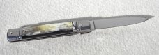 NOS AKC 8" SLIM LEVER LOCK SWEDGE BLADE, GENUINE BRAZILIAN HORN - MANIAGO ITALY