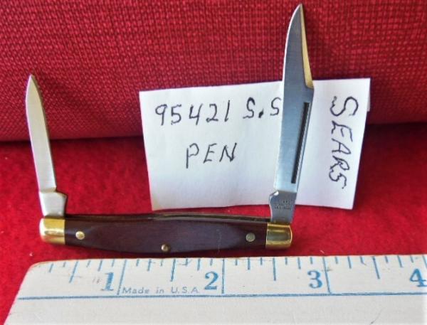 VINTAGE SEARS USA WOOD HANDLE 95421 STAINLESS PEN KNIFE UNUSED NEAR MINT VINTAGE SEARS USA WOOD HANDLE 95421 STAINLESS PEN KNIFE UNUSED NEAR MINT