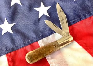Orig Colonel Coon 2 Blade Barlow w/ Bone Handles & colonel coon blade etch