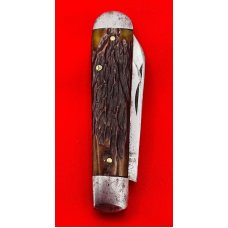 Vintage IKCO (Imperial Knife Co) 2-Blade  Swell End Jack Folding Pocket Knife c.1928-1930 Bone