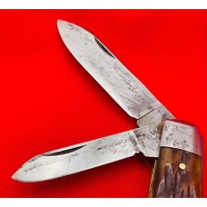 Vintage IKCO (Imperial Knife Co) 2-Blade  Swell End Jack Folding Pocket Knife c.1928-1930 Bone