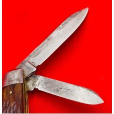 Vintage IKCO (Imperial Knife Co) 2-Blade  Swell End Jack Folding Pocket Knife c.1928-1930 Bone