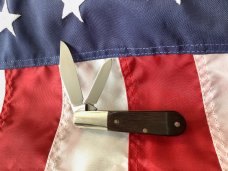 Original Colonel Coon 2 Blade Barlow w/ Dark Wood Handles & colonel coon blade etch