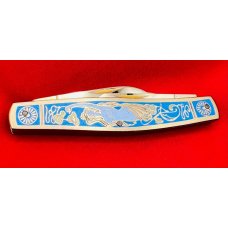Fight’n Rooster Gold Plated & Enamel 3- Blade Premium Stockman Pocket Knife “Blue Mermaid”109 of 40 Fight’n Rooster Gold Plated & Enamel 3- Blade Premium Stockman Pocket Knife “Blue Mermaid”109 of 40