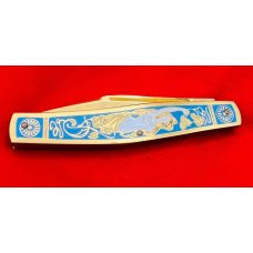 Fight’n Rooster Gold Plated & Enamel 3- Blade Premium Stockman Pocket Knife “Blue Mermaid”109 of 40 Fight’n Rooster Gold Plated & Enamel 3- Blade Premium Stockman Pocket Knife “Blue Mermaid”109 of 40