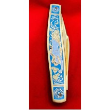 Fight’n Rooster Gold Plated & Enamel 3- Blade Premium Stockman Pocket Knife “Blue Mermaid”109 of 40 Fight’n Rooster Gold Plated & Enamel 3- Blade Premium Stockman Pocket Knife “Blue Mermaid”109 of 40