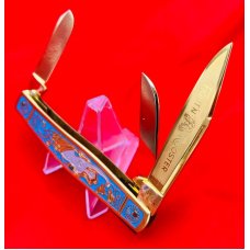 Fight’n Rooster Gold Plated & Enamel 3- Blade Premium Stockman Pocket Knife “Blue Mermaid”109 of 40 Fight’n Rooster Gold Plated & Enamel 3- Blade Premium Stockman Pocket Knife “Blue Mermaid”109 of 40