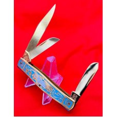 Fight’n Rooster Gold Plated & Enamel 3- Blade Premium Stockman Pocket Knife “Blue Mermaid”109 of 40 Fight’n Rooster Gold Plated & Enamel 3- Blade Premium Stockman Pocket Knife “Blue Mermaid”109 of 40