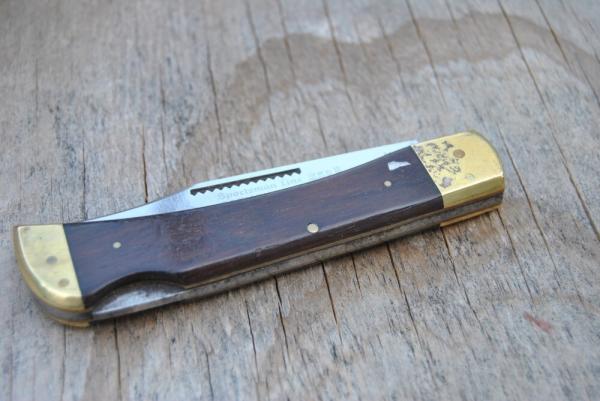 PIC Made By Puma 50's  Sportsman Pathfinder 1 Blade Wood Handles Top Lock 4 1/2" Closed  Light Use