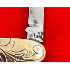 Vintage MILLER BROS 2-Blade Shadow Pen Embossed Brass Folding Pocket Knife c.1872-1926 CC Initials Vintage MILLER BROS 2-Blade Shadow Pen Embossed Brass Folding Pocket Knife c.1872-1926 CC Initials
