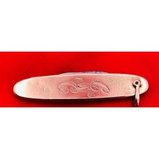 Vintage MILLER BROS 2-Blade Shadow Pen Embossed Brass Folding Pocket Knife c.1872-1926 CC Initials Vintage MILLER BROS 2-Blade Shadow Pen Embossed Brass Folding Pocket Knife c.1872-1926 CC Initials