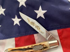 Vintage Ka-Bar 5 1/2” Single Blade Banana Locking Trapper Knife w/ Super Stag Handles -NOS & NM Vintage Ka-Bar 5 1/2” Single Blade Banana Locking Trapper Knife w/ Super Stag Handles -NOS & NM