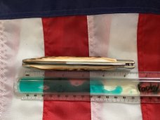 Vintage Ka-Bar 5 1/2” Single Blade Banana Locking Trapper Knife w/ Super Stag Handles -NOS & NM Vintage Ka-Bar 5 1/2” Single Blade Banana Locking Trapper Knife w/ Super Stag Handles -NOS & NM