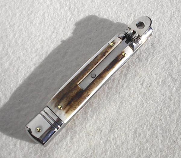 NEW OLD STOCK AKC 8" SLIM LEVER LOCK SWEDGE BLADE, GENUINE STAG - MANIAGO ITALY