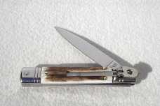 NEW OLD STOCK AKC 8" SLIM LEVER LOCK SWEDGE BLADE, GENUINE STAG - MANIAGO ITALY