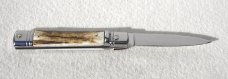 NEW OLD STOCK AKC 8" SLIM LEVER LOCK SWEDGE BLADE, GENUINE STAG - MANIAGO ITALY