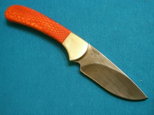 CUSTOM BUCK 113 USA RED SNAKE JUMA HUNTER HUNTING SKINNING FIXED BLADE KNIFE KNIVES OLD SHEATH