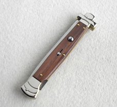 NOS A.G.A. CAMPOLIN 11" MALTESE SANTOS MAHOGANY WOOD STILETTO NICKEL SILVER BOLSTERS - LEATHER POUCH