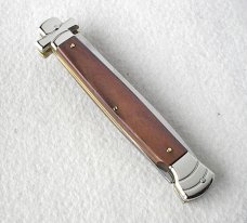 NOS A.G.A. CAMPOLIN 11" MALTESE SANTOS MAHOGANY WOOD STILETTO NICKEL SILVER BOLSTERS - LEATHER POUCH