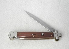 NOS A.G.A. CAMPOLIN 11" MALTESE SANTOS MAHOGANY WOOD STILETTO NICKEL SILVER BOLSTERS - LEATHER POUCH