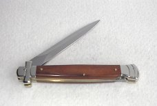 NOS A.G.A. CAMPOLIN 11" MALTESE SANTOS MAHOGANY WOOD STILETTO NICKEL SILVER BOLSTERS - LEATHER POUCH