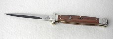 NOS A.G.A. CAMPOLIN 11" MALTESE SANTOS MAHOGANY WOOD STILETTO NICKEL SILVER BOLSTERS - LEATHER POUCH