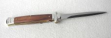 NOS A.G.A. CAMPOLIN 11" MALTESE SANTOS MAHOGANY WOOD STILETTO NICKEL SILVER BOLSTERS - LEATHER POUCH