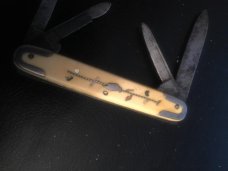 UNUSUAL 4 BLADE GERMANY KNIFE WITH SILVER VINE WITH REAL ABALONE PEARL LEAVES