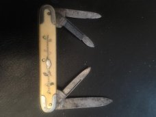 UNUSUAL 4 BLADE GERMANY KNIFE WITH SILVER VINE WITH REAL ABALONE PEARL LEAVES