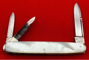 Vintage **RARE** AMERICAN SHEAR & KNIFE Splitback Whittler Pen Pocket Knife c.1870-1914 Blade Etch 