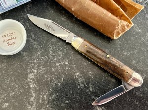 Great Eastern Cutlery Northfield #681221 White Owl, Sambar Stag Handle, New (GEC 68) 